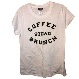 joe boxer large white graphic short sleeve tee shirt sheer cotton coffee READ